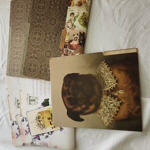 5 Victorian  File Folders Dog Design
